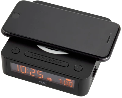 Настільний годинник-будильник TFA "EASY-CHARGE WIRELESS" з бездротовою зарядкою 60203001
