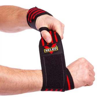 Бинты кистевые для жима и тяги Valeo Fit 4421 Black-Red