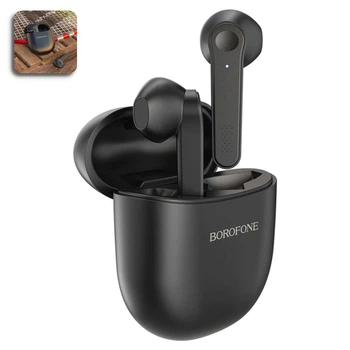 Бездротові навушники Bluetooth Borofone BE 49 в кейсі з сенсорним керуванням стерео гарнітура Чорні