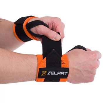 Бинты кистевые для жима и тяги Zelart Fit 7807 Black-Orange