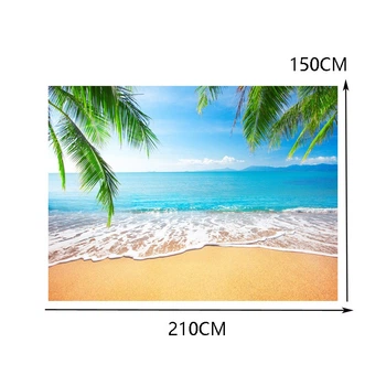 Фотофон, фон для фото виниловый текстурный 2.1×1.5 м Океан + Песок + Пальмы (TBD05720666)