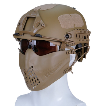 Маска FAST-адаптация [PILOT] Tan /2 виды крепления: на шлем и на голову (для Airsoft, Страйкбол)