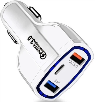 Автомобильное зарядное устройство CWa 2USB Type-C PD35W QC 3.0 White (CY050554)