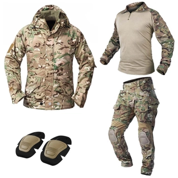 Тактичний військовий костюм Ріп-Стоп HAN WILD G3 Multicam Куртка флісова Rip-Stop, Убакс та Штани із захистом колін L Мультикам HWMRF0026800-1