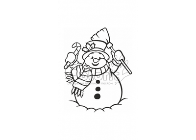 Трафарет для розмальовки кольоровим піском Colorit Новий рік Сніговик з мітлою А4 Товар для дитячої творчості