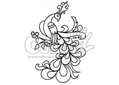 Трафарет для розмальовки кольоровим піском Colorit Птахи Жарптиця А4
