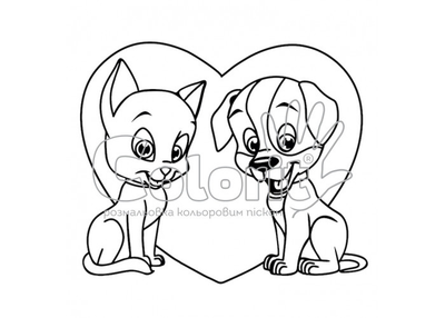Трафарет для розмальовки кольоровим піском Colorit Коти та собаки Кіт і собака А5 Товар для дитячої творчості