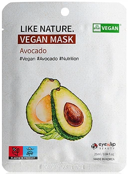 Тканевая маска для лица с авокадо - Eyenlip Like Nature Vegan Mask Avocado 25ml (1139439-104028)