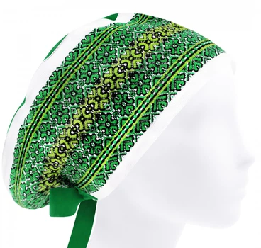 Медицинская шапочка женская HeadwearUniverse универсальная принт Вышиванка зелёная
