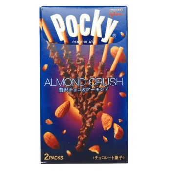 Японські палички в глазурі Glico Pocky Chocolate Tubutubu Almond Crush paluszki 46 грам