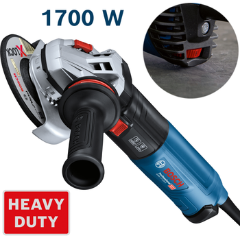 Угловая шлифовальная машина Bosch GWS 17-125 S, регулятор скорости, плавный пуск, антивибрационная рукоятка, 1700 Вт, Restart protection, Kickback control, картонная упаковка (06017D0300)
