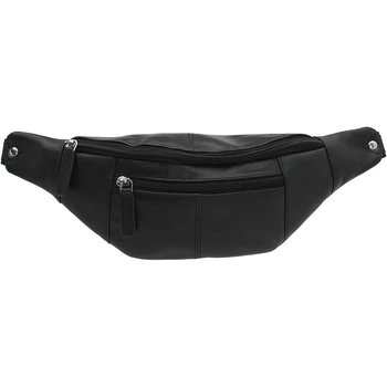 Сумка на пояс чоловіча (бананка) шкіряна Visconti 721 BLK Bumbag Large чорна