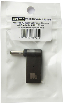 Адаптер STLab USB Type-C to DC Male Jack 4.0x1.35 mm для зарядки ноутбуков ASUS (PD100W-4.0x1.35mm)