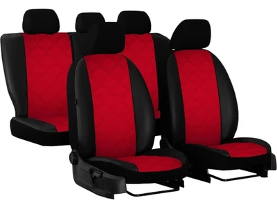 Авто чехлы из эко кожи Chevrolet Evanda (2000-2006) Pok-ter ELIT Premium с красной вставкой