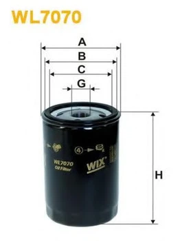 Фільтр оливи ABG, Agria, Atlas, Atlas Copco, Benford, Bobcat, Bomag, Deutz, F.U.T. S Wix Filters (WL7070) WIX Filters (WL7070)