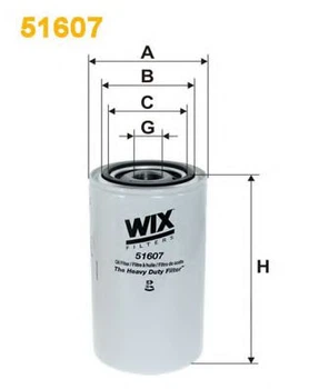 Фільтр оливи Bogdan A, Bova Futura, Daf 45, 55, F 1000, F 600, F 800, Otokar Vectio, A Wix Filters (51607) WIX Filters (51607)