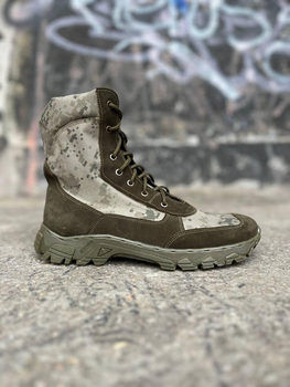 Берці тактичні чоловічі Light Boots 42 (28 см) Весна/Літо шкіра та кордура черевики легкі (Олива-Піксель)