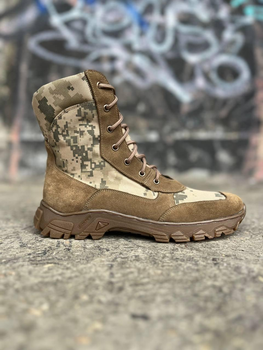 Берці тактичні чоловічі Light Boots 41 (27 см) Весна/Літо шкіра та кордура черевики легкі (Койот-Піксель)