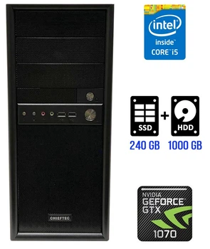 Игровой ПК Chieftec Tower / Intel Core i5-4590 (4 ядра по 3.3-3.7 GHz) / 32GB DDR3 / 240GB SSD + 500GB HDD / GeForce GTX 1070, 8GB GDDR5, 256-bit / 750W / DVI / HDMI / DisplayPort б/у