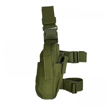 Армійська кобура на ногу військова тактична регульований розмір з відділенням для магазину правостороння колір Олива