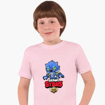 Детская футболка Бравл Старс Леон Волк (Brawl Stars Leon Wolf) (25186-1014) 146-152 см Хлопок Розовый