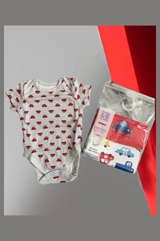 Боді 3 шт Pep&Co Newborn 56 см Сіро-червоний