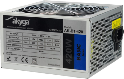 Блок живлення AKYGA power supply unit 420 W 20+4 pin ATX ATX Grey (AK-B1-420)