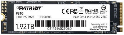 Dysk SSD Patriot P310 1.92 TB M.2 NVMe PCIe 3.0 3D NAND (TLC) (P310P192TM28)