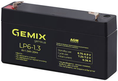 Аккумуляторная батарея Gemix LP6-1.3 6V 1.3Ah AGM