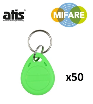 Беcконтактный ключ-брелок RFID KEYFOB MF Mifare 1K зеленый - 50 шт