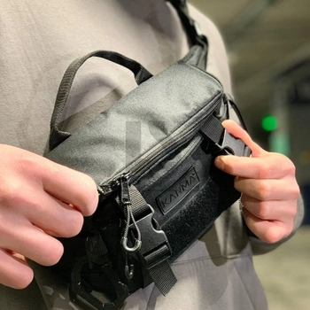 Мужская нагрудная сумка через плечо KARMA ® Shoulder bag черная (NSK-503)