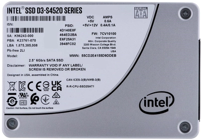 Dysk SSD Solidigm (Intel) S4520 480 GB 2.5" SATAIII 3D NAND (TLC) (SSDSC2KB480GZ01)