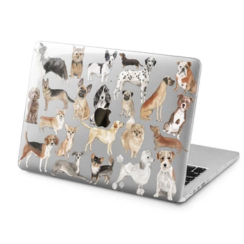 Чехол пластиковый для Apple MacBook Air 13 M2 M3 M4 M5 2022-2026 (Собаки паттерн) A2681/A3113/A3240/A3449 макбук эйр 13.6" аир
