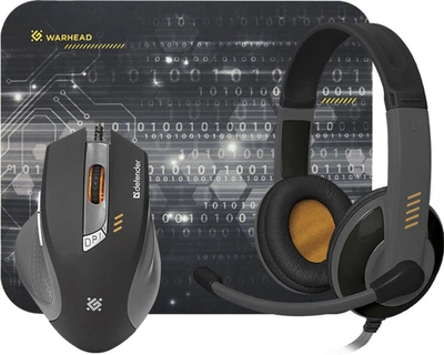 Игровой комплект (мышь + гарнитура + коврик) Defender Warhead MPH-1500 Black (52705)