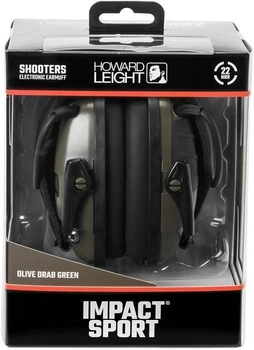 Комплект Активні стрілецькі тактичні навушники для стрільби Howard Leight Impact Sport R-01526 Olive+ кріплення на шолом