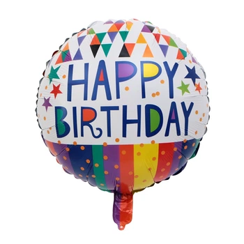 Фольгированный Шар Единорог Happy Birthday Круглый 45см (18") Разноцветные Фигуры