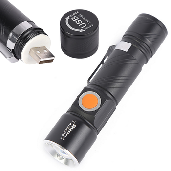 Ліхтар ручний на акумуляторі з USB, ZOOM та кліпсою, BL-616-T6