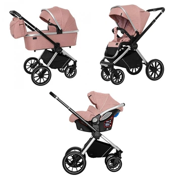 Коляска универсальная Carrello Optima CRL-6504 (3in1) Hot Pink в льне