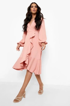 Нежное платье на запах Boohoo Терракотовое (9865 L/46)