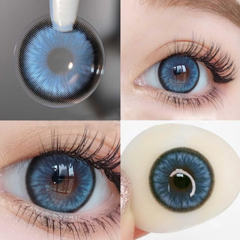 Линзы цветные Eyeshare без диоптрий голубые Diamond Blue + контейнер для хранения