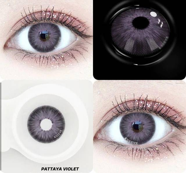 Линзы цветные Eyeshare без диоптрий фиолетовые Pataya Purple + контейнер для хранения