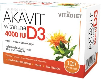 Вітамін Д3 Vitadiet Akavit Witamina D3 4000 IU 120 капсул (VD6364)