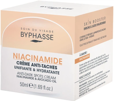 Krem do twarzy nawilżający Byphasse przeciw plamom starczym z niacynamidem i olejkiem z awokado 50 ml (8436097095353)
