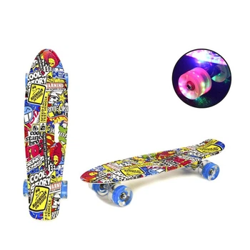 Скейт Пенни борд Penny board со светящимися колесами для детей и подростков RL SC20427