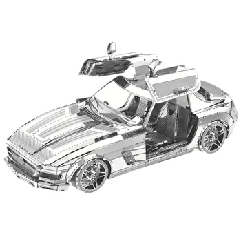 Металлический конструктор Спортивная машина. Металлическая сборная 3D модель машины 130х71х54 мм. Сборная