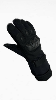 Тактичні зимові рукавиці на хутрі чорні, розмір L