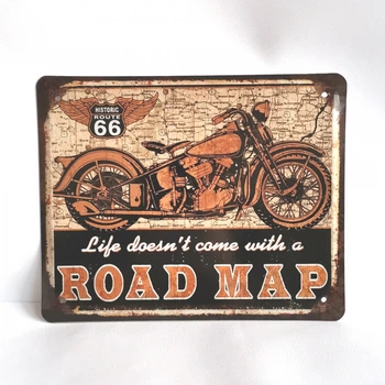 Металлическая табличка ROAD MAP" Rout 66 для декора дома, декор стен, декор комнаты