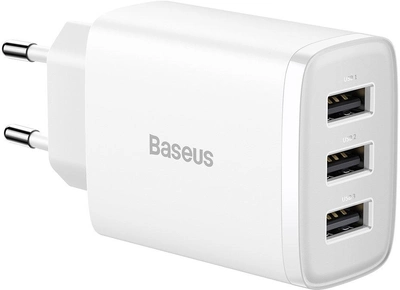 Сетевое зарядное устройство Baseus Compact Charger 3U 17 Вт EU Белое (CCXJ020102)