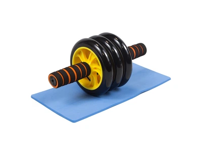 Ролик для пресса EasyFit Triple Ab Wheel 3 жовтий (гимнастический ролик, фитнес колесо, тренажер колесо для мышц пресса) EF-3-YL