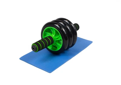Ролик для пресса EasyFit Triple Ab Wheel 3 колеса зелений (гимнастический ролик, фитнес колесо, тренажер колесо для мышц пресса) EF-3-Gr